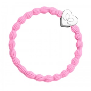 By Eloise Bangle Band - Bubblegum Pink Silver Heart